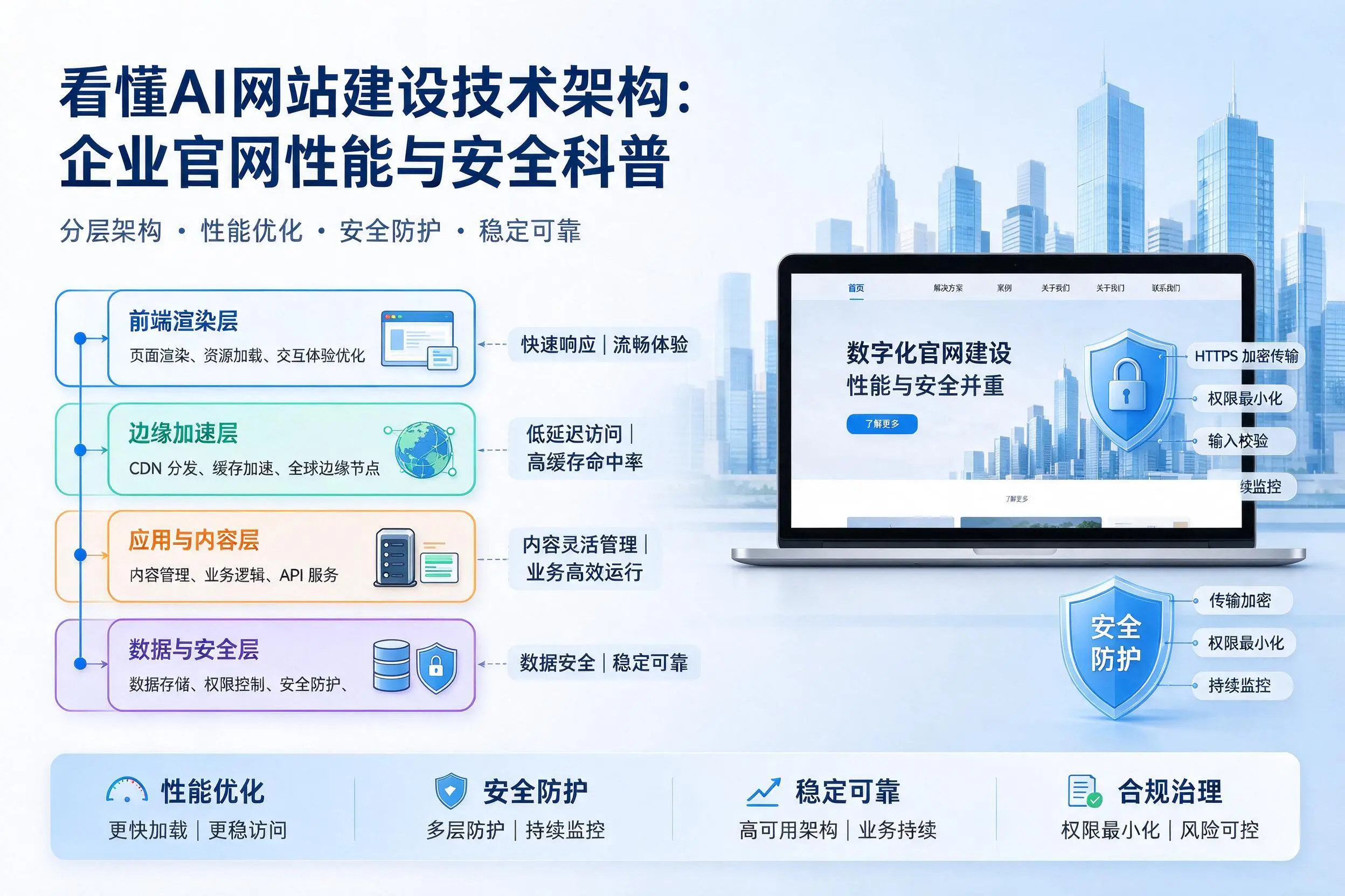 看懂AI网站建设技术架构:潍坊企业官网性能与安全科普