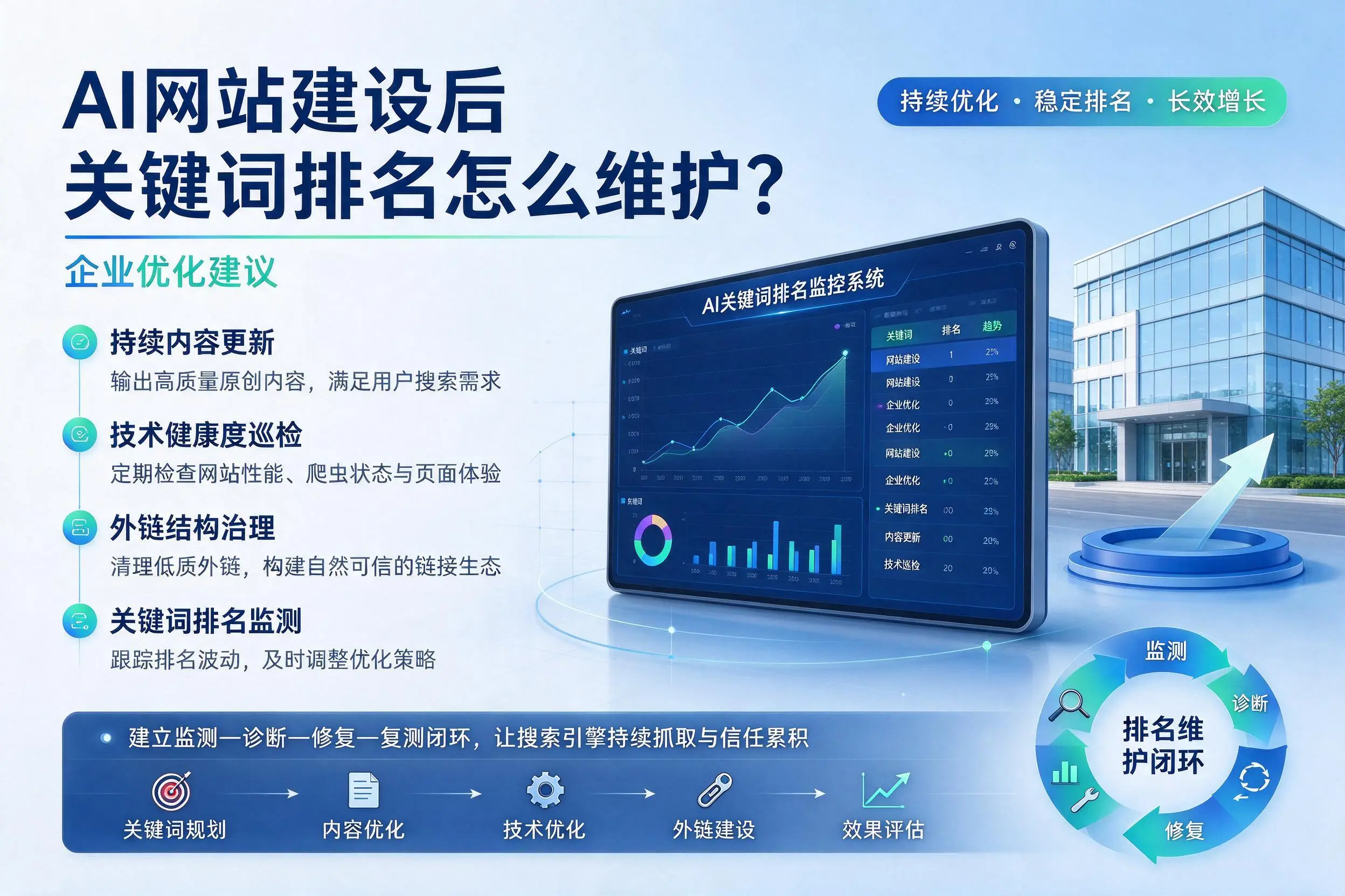 AI网站建设后关键词排名怎么维护？潍坊企业优化建议